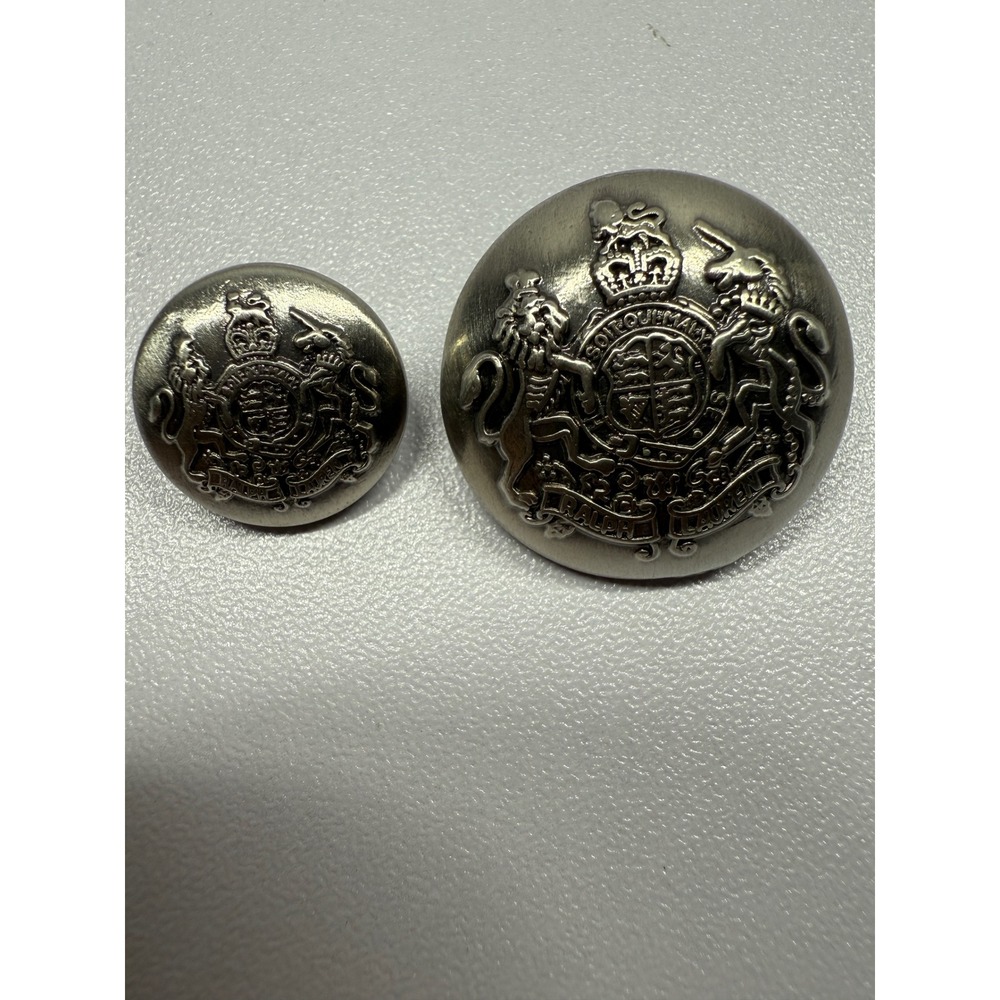 BRAND NEW Ralph Lauren Crest Buttons Silver Metal Heraldic Lion Unicorn Set of 2